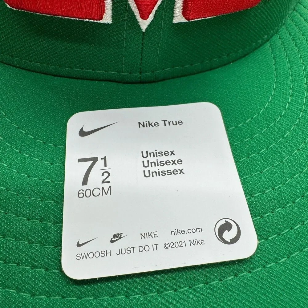 NEW Ole Miss Rebels Nike Aero True Baseball Performance Fitted Hat Green 7 1/2